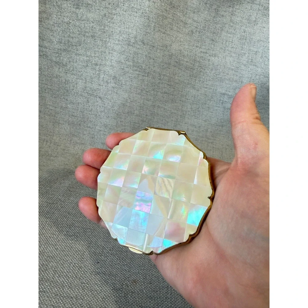 Vintage Stratton Mother of Pearl Compact Mirror England White Cross Drugs Vegas